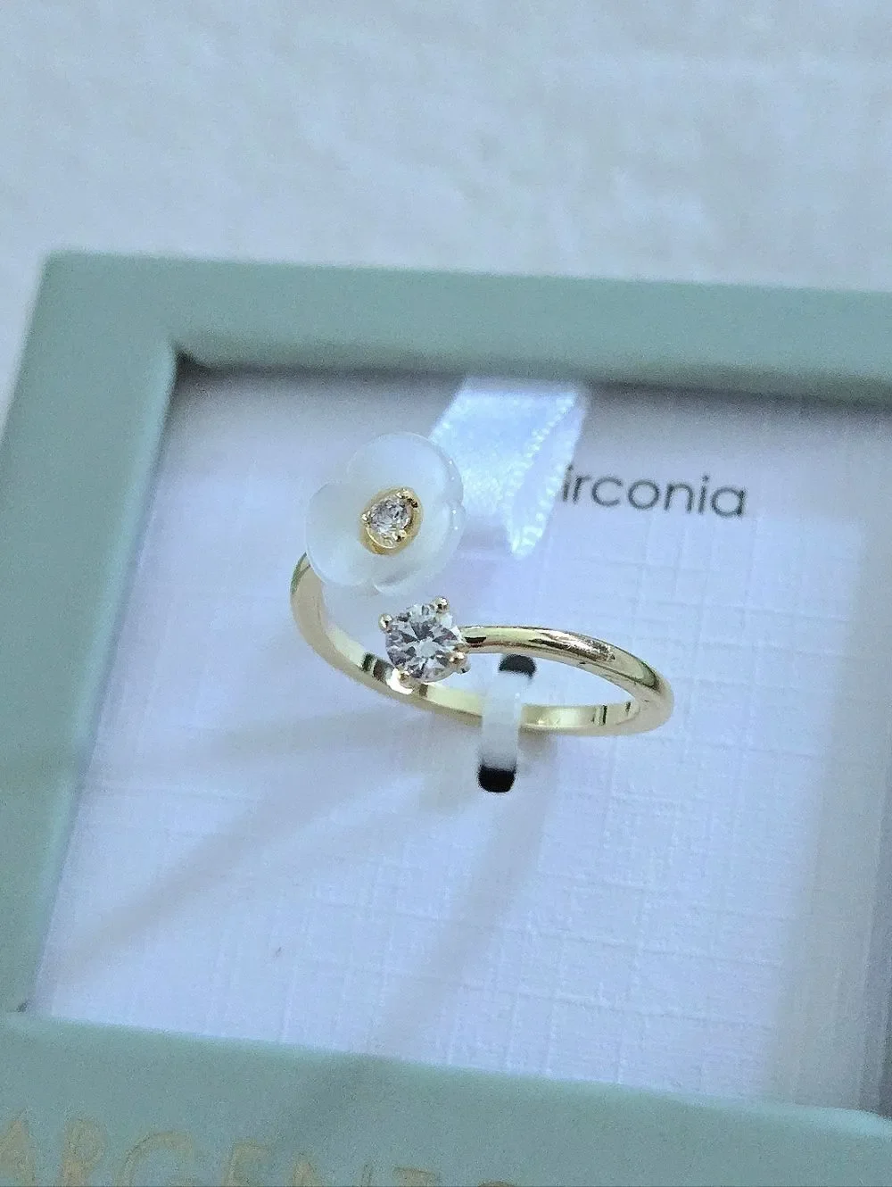 Argento Vivo Flower and Cubic Zirconia Bypass🔁 Ring💍